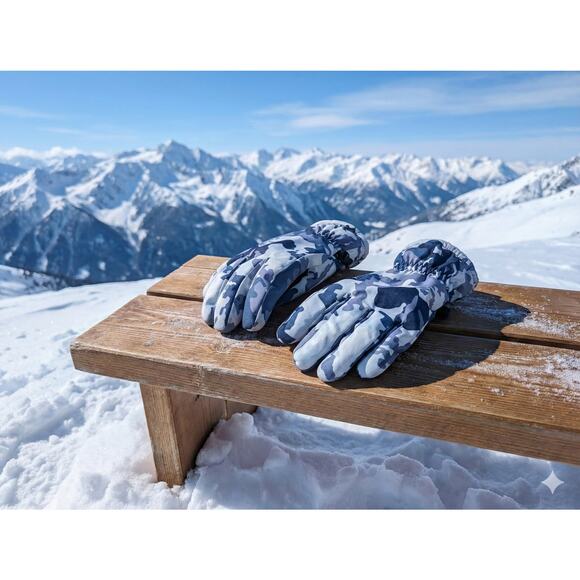 3M Thinsulate Winter Ski Gloves Blue Camo – Warm Insulated Snow Gear Size Medium - Picture 4 of 6